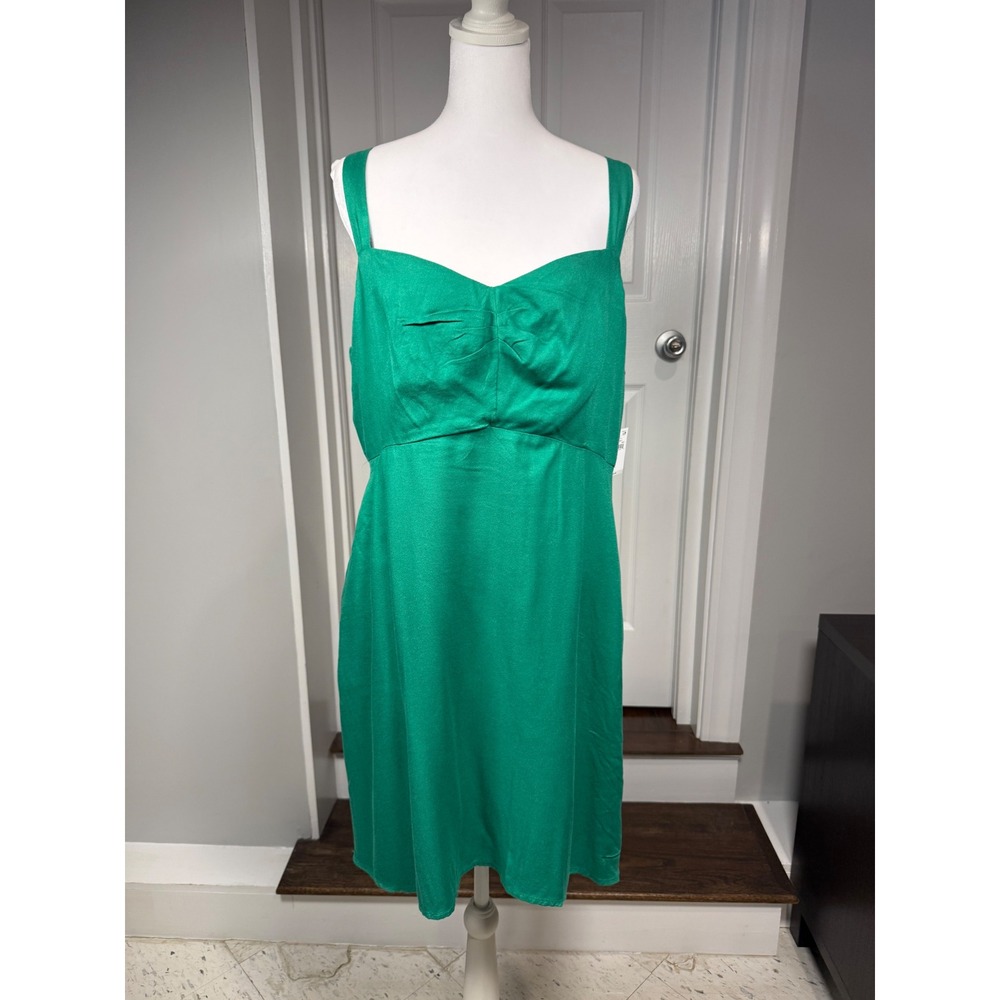 Old Navy Green Sweetheart Neck Smocked Back Pocket Sun Dress XL 681207-02-1